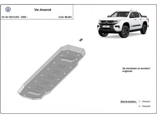 Ocelový kryt palivové nádrže Volkswagen Amarok (2022-2025)Volkswagen Amarok