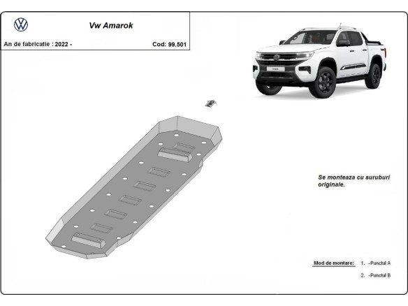 Ocelový kryt palivové nádrže Volkswagen Amarok (2022-2025)Volkswagen Amarok