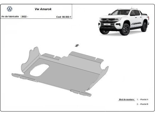 Ocelový kryt motoru Volkswagen Amarok (2022-2025)Volkswagen Amarok