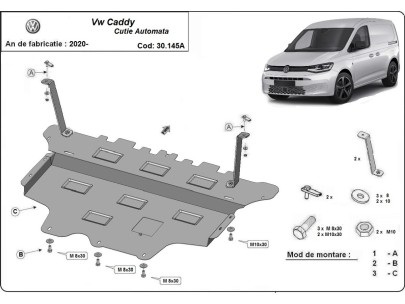 Ocelový kryt motoru VW Caddy- Automatická převodovka (2020-2026) 2