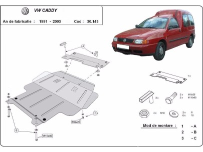 Ocelový kryt motoru Volkswagen Caddy (1991-2003) 2