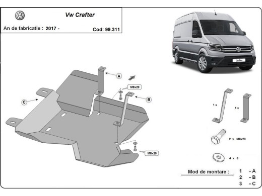 Ocelový kryt nádrže AdBlue Volkswagen Crafter (2017-2020)Volkswagen Crafter