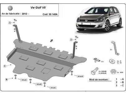 Ocelový kryt motoru VW Golf 7 - Automatická převodovka (2012-2019) 2