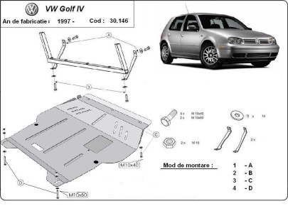 Ocelový kryt motoru VW Golf 4 (1998-2006) 2