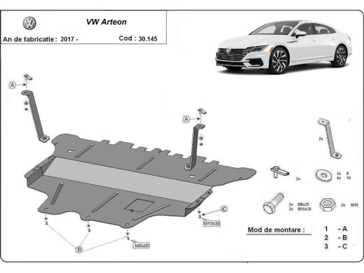Ocelový kryt motoru VW Passat Alltrack - Manuální (2015-2024)Volkswagen Passat