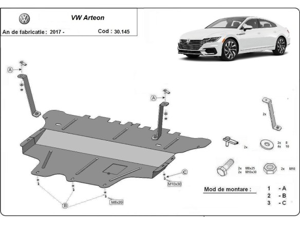 Ocelový kryt motoru VW Passat Alltrack - Manuální (2015-2024)Volkswagen Passat