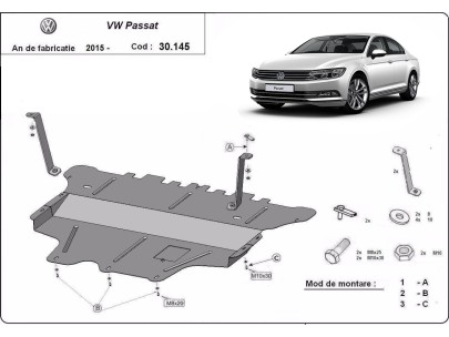 Ocelový kryt motoru VW Passat B8 - Manuální (2015-2026) 2