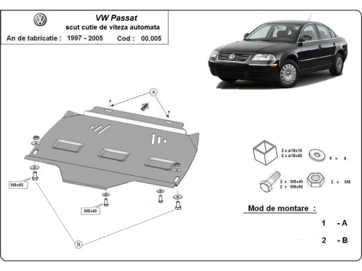 Ocelový kryt převodovky automat VW Passat B5, B5.5 (1997-2005)Volkswagen Passat