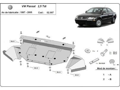 Ocelový kryt motoru VW Passat B5, B5.5 (2001-2004) 2