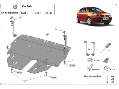 Ocelový kryt motoru VW Polo benzin (2002-2009) 2