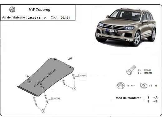 Ocelový kryt převodovky VW Touareg (2010-2018)Volkswagen Touareg
