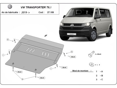 Ocelový kryt motoru Volkswagen Transporter T6.1 (2019-2022) 2