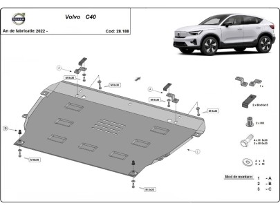 Ocelový kryt motoru Volvo C40 (2022-2026) 2