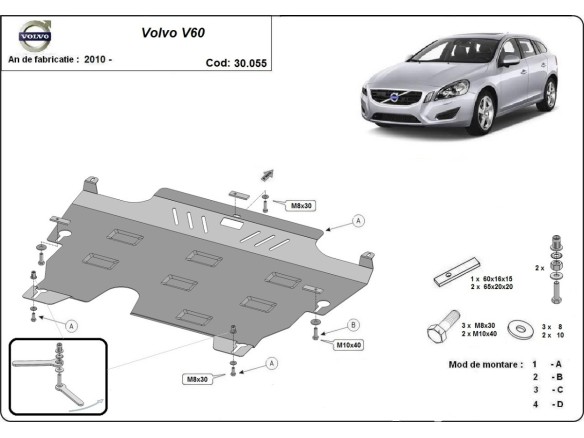 Ocelový kryt motoru Volvo V60 (2010-2018)Volvo V60