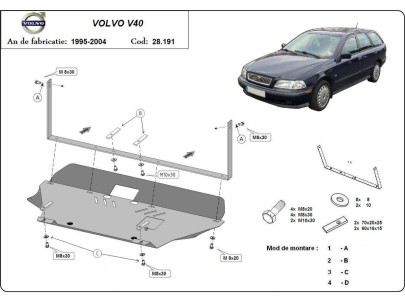 Ocelový kryt motoru Volvo V40 (1995-2004) 2