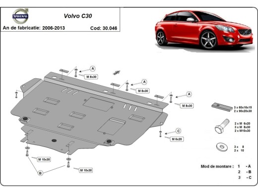 Ocelový kryt motoru Volvo C30 (2006-2013)Volvo C30