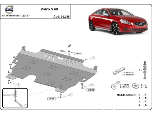 Ocelový kryt motoru Volvo S60 (2010-2018)Volvo S60