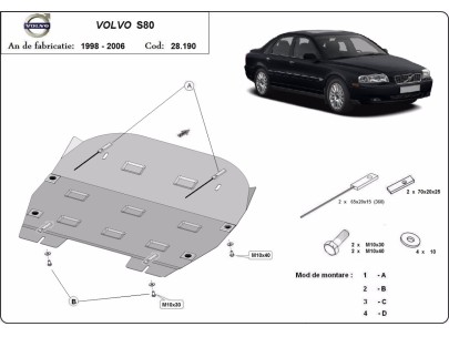 Ocelový kryt motoru Volvo S80 (1998-2006) 2