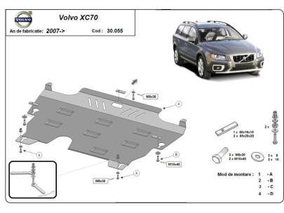 Ocelový kryt motoru Volvo XC70 (2007-2016) 2