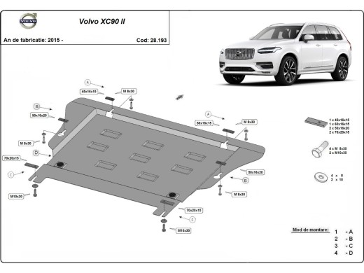 Ocelový kryt motoru Volvo XC90 (2015-2025)Volvo XC90