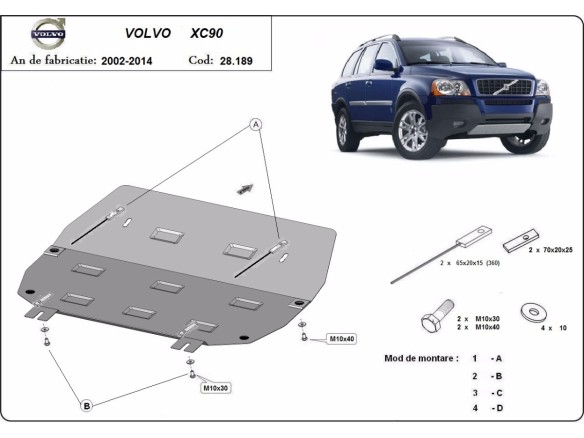 Ocelový kryt motoru Volvo XC90 (2002-2014)Volvo XC90
