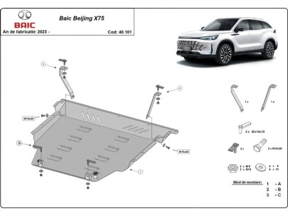 Ocelový kryt motoru Baic Beijing X75 (2023-2026) 2