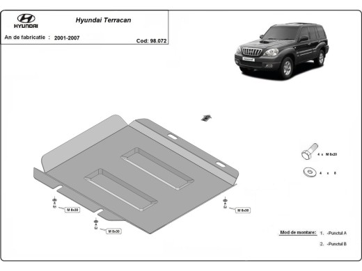 Ocelový kryt reduktoru Hyundai Terracan (2001-2007)Hyundai Terracan