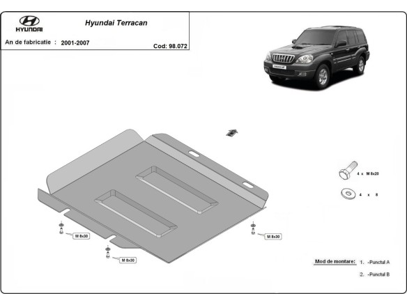 Ocelový kryt reduktoru Hyundai Terracan (2001-2007)Hyundai Terracan