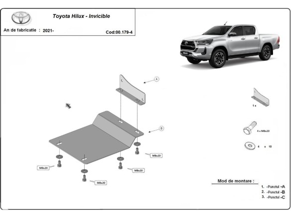 Ocelový kryt senzoru DPF Toyota Hilux (2021-2025)Toyota Hilux Invincible