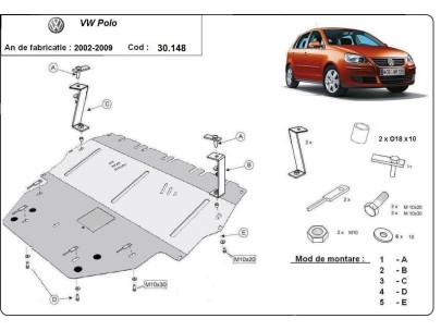 Ocelový kryt motoru Vw Polo - diesel (2002-2009) 2