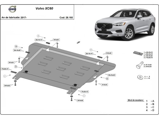 Ocelový kryt motoru Volvo XC60 (2017-2025)Volvo XC60