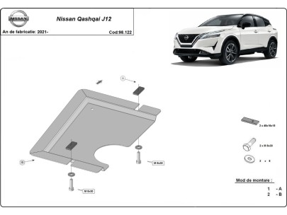 Ocelový kryt diferenciálu Nissan Qashqai J12 (2021-2026) 2