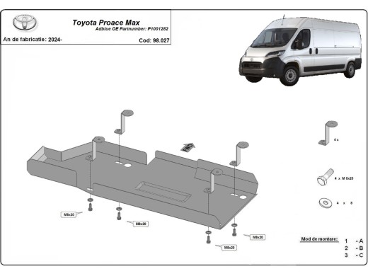 Ocelový kryt AdBlue Toyota Proace Max - P1001282 (2024-2025)Toyota Proace Max