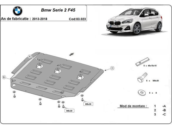Ocelový kryt motoru BMW Seria 2 F45 (2013-2018)BMW Seria 2