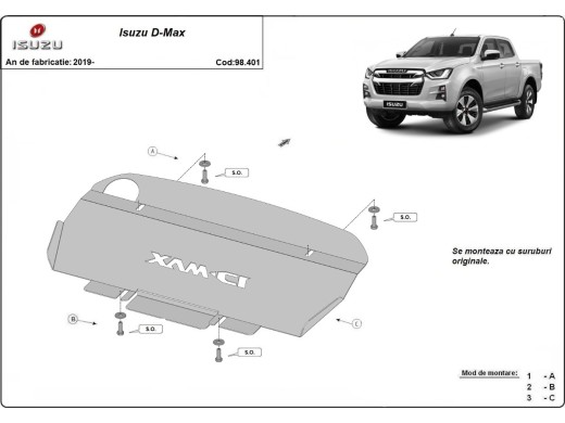 Ocelový kryt chladiče Isuzu D-Max (2019-2025)Isuzu D-Max
