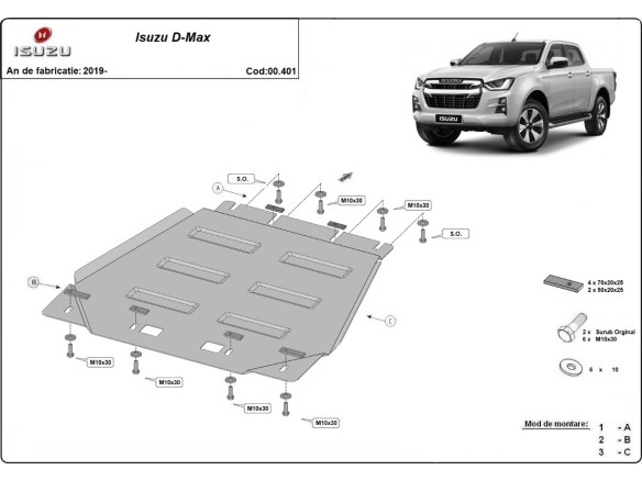 Ocelový kryt převodovky Isuzu D-Max (2019-2025)Isuzu D-Max