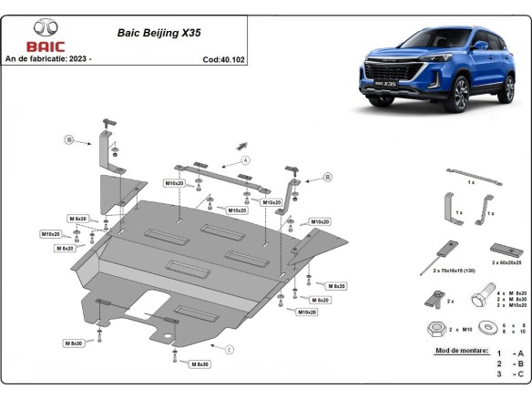 Ocelový kryt motoru Baic Beijing X35 (2023-2025)Baic Beijing X35