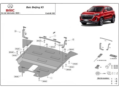 Ocelový kryt motoru Baic Beijing X3 (2024-2026) 2