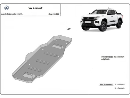 Ocelový kryt palivové nádrže Volkswagen Amarok (MB3G9A147CF-2643728) (2022-2025)Volkswagen Amarok
