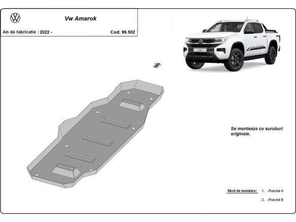 Ocelový kryt palivové nádrže Volkswagen Amarok (MB3G9A147CF-2643728) (2022-2025)Volkswagen Amarok