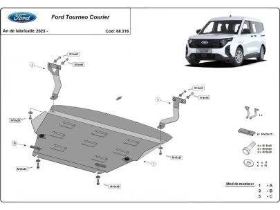 Ocelový kryt motoru Ford Tourneo Courier (2023-2025)