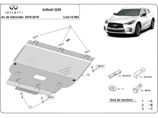 Ocelový kryt motoru Infiniti Q30 (2016-2019)Infiniti Q30