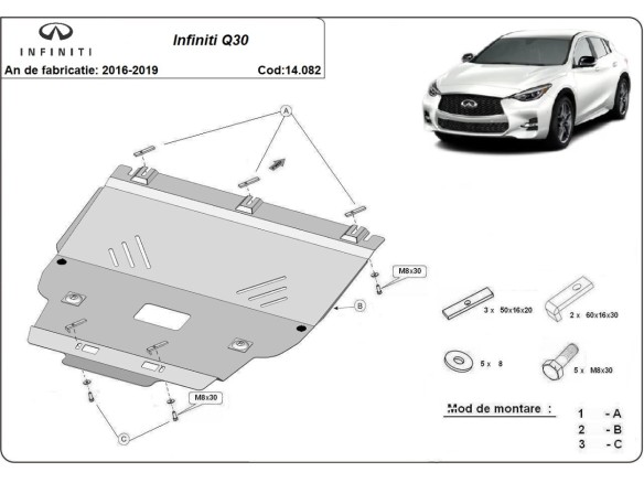 Ocelový kryt motoru Infiniti Q30 (2016-2019)Infiniti Q30