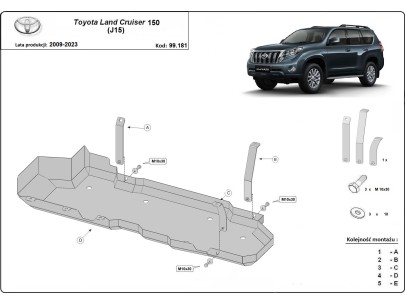 Ocelový kryt palivové nádrže Toyota Land Cruiser J150 (2009-2023) 2