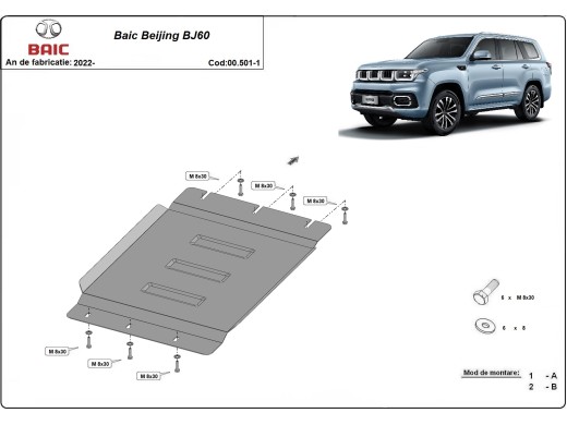 Ocelový kryt převodovky Baic Beijing BJ60 (2022-2025)Baic Beijing BJ60