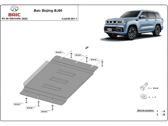 Ocelový kryt převodovky Baic Beijing BJ60 (2022-2025)Baic Beijing BJ60