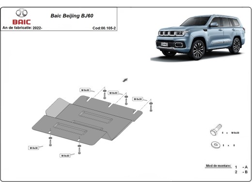 Ocelový kryt diferenciálu Baic Beijing BJ60 (2022-2025)Baic Beijing BJ60