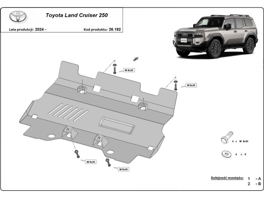 Ocelový kryt chladiče Toyota Land Cruiser 250 (2024-2025)Toyota Land Cruiser