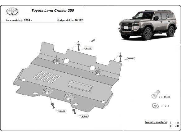 Ocelový kryt chladiče Toyota Land Cruiser 250 (2024-2025)Toyota Land Cruiser