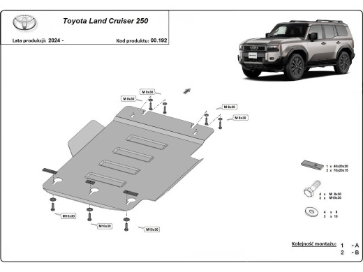 Ocelový kryt převodovky Toyota Land Cruiser 250 (2024-2025)Toyota Land Cruiser